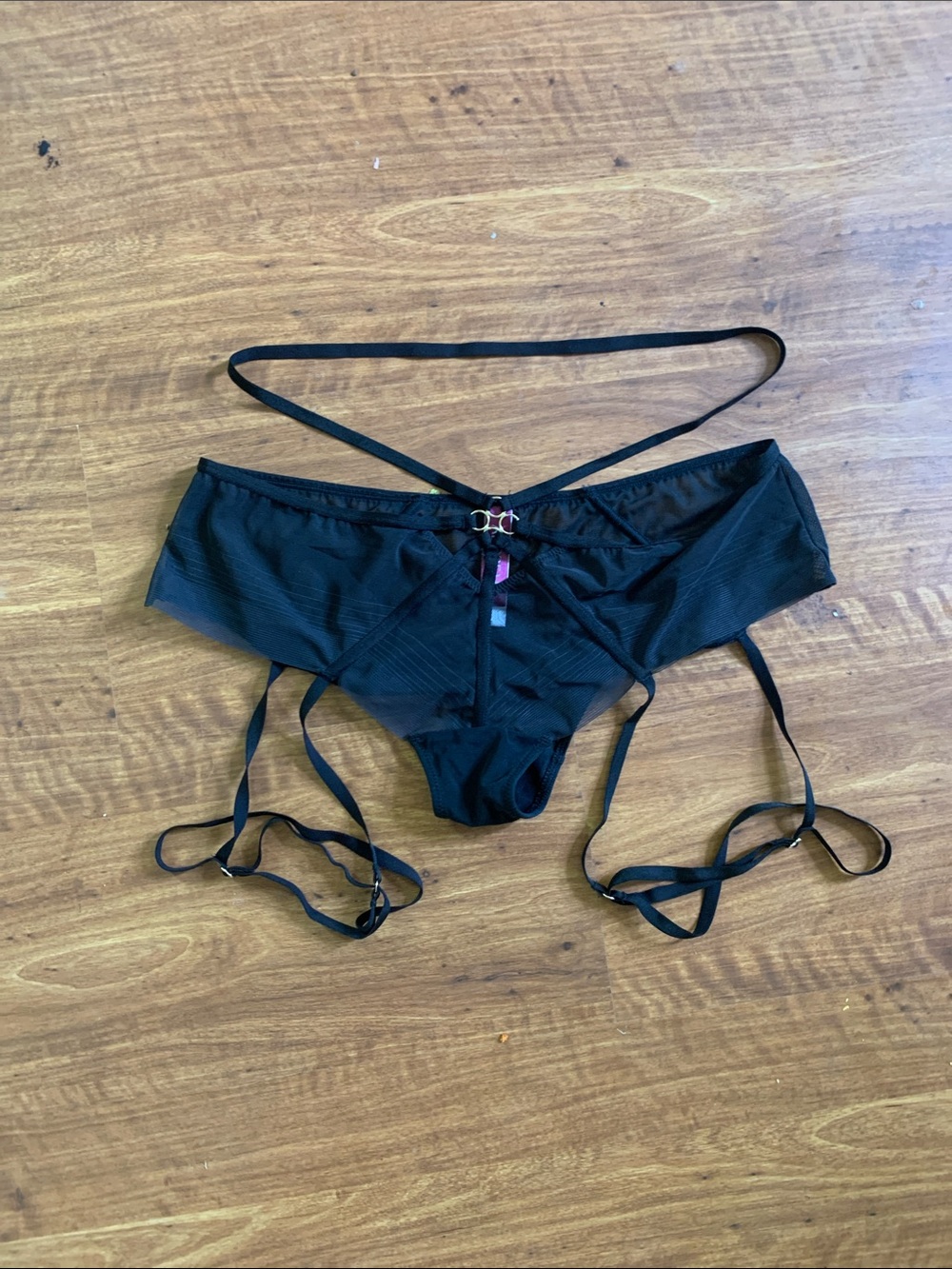 Adore Me Black Sheer Strappy Lingerie Bottoms